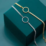 925 Silver Zircon Circle Bracelet Geometric Chain