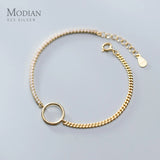 925 Silver Zircon Circle Bracelet Geometric Chain