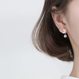 Zircon Butterfly Silver Drop Earrings Moonstone Dangle