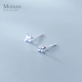 Clear CZ 925 Sterling Silver Stud Earrings Jewelry