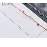 Sterling Silver Double Layer Chain Bracelet for Women