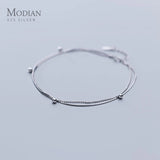Sterling Silver Double Layer Chain Bracelet for Women