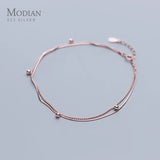 Sterling Silver Double Layer Chain Bracelet for Women