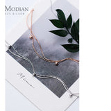 Sterling Silver Double Layer Chain Bracelet for Women