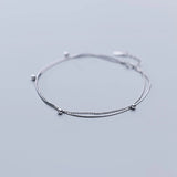 Sterling Silver Double Layer Chain Bracelet for Women