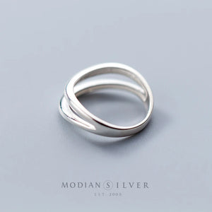 Geometric Line Sterling Silver 925 Ring for Women Party Gift