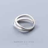 Geometric Line Sterling Silver 925 Ring for Women Party Gift