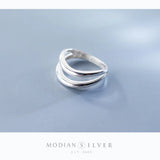 Geometric Line Sterling Silver 925 Ring for Women Party Gift