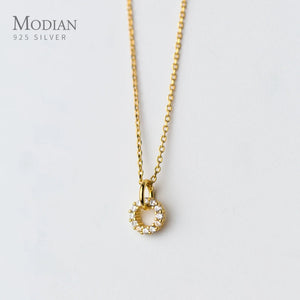 Double Round Clear CZ Necklace 925 Sterling Silver Chain Necklaces