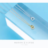Double Round Clear CZ Necklace 925 Sterling Silver Chain Necklaces