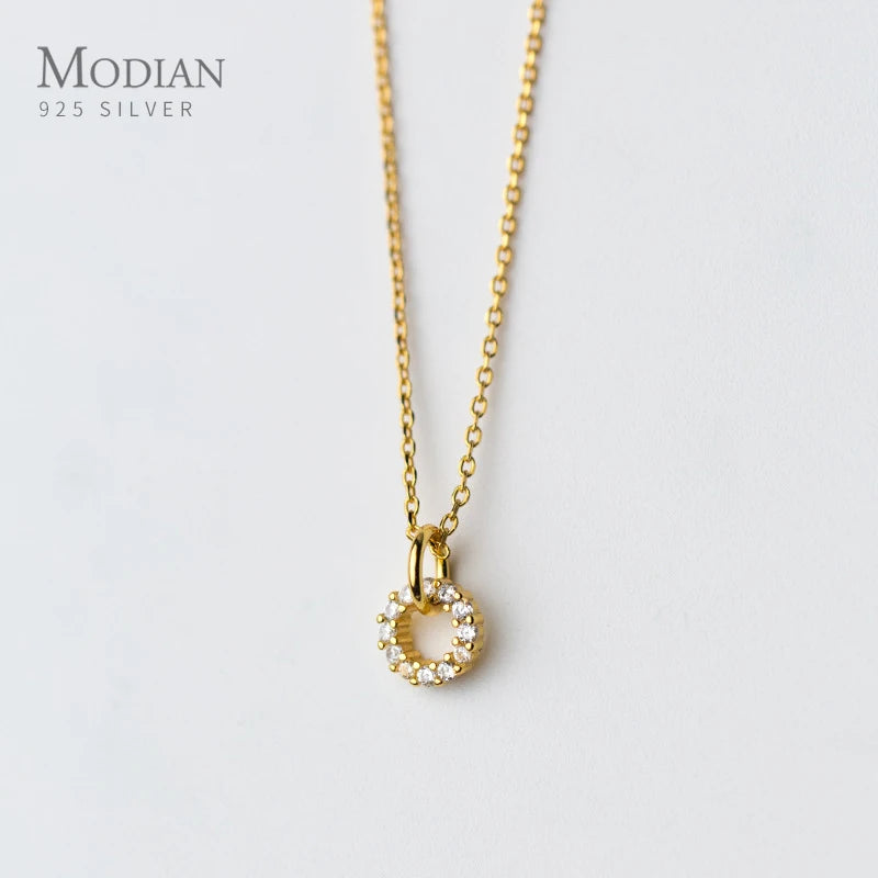 Double Round Clear CZ Necklace 925 Sterling Silver Chain Necklaces