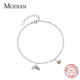 925 Silver Mermaid Tail Charm Anklet w/ CZ Foot Jewelry
