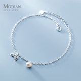 925 Silver Mermaid Tail Charm Anklet w/ CZ Foot Jewelry