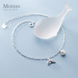 925 Silver Mermaid Tail Charm Anklet w/ CZ Foot Jewelry