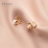 Pearl 925 Sterling Silver Clips Earrings Cuff for Women Brincos Jewelry