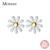 Daisy Enamel Stud Earrings 925 Sterling Silver Women's Jewelry