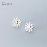 Daisy Enamel Stud Earrings 925 Sterling Silver Women's Jewelry