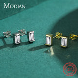 Emerald Cut Clear CZ Ear Studs 925 Sterling Silver Earrings