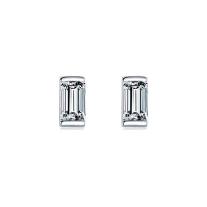 Emerald Cut Clear CZ Ear Studs 925 Sterling Silver Earrings
