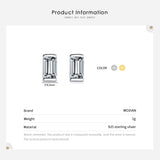 Emerald Cut Clear CZ Ear Studs 925 Sterling Silver Earrings