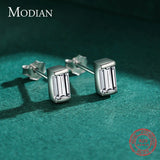 Emerald Cut Clear CZ Ear Studs 925 Sterling Silver Earrings