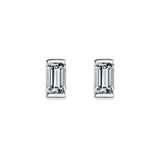 Emerald Cut Clear CZ Ear Studs 925 Sterling Silver Earrings