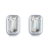 925 Silver Emerald Cut Zirconia Stud Earrings Wedding Jewelry