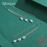 925 Silver Clear CZ Drop Earring Tassel Dangle Earrings Women Jewelry