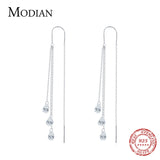 925 Silver Clear CZ Drop Earring Tassel Dangle Earrings Women Jewelry