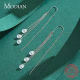 925 Silver Clear CZ Drop Earring Tassel Dangle Earrings Women Jewelry