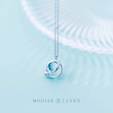 Opal Crystal Round Necklace Pendant 925 Sterling Silver Jewelry Women Party