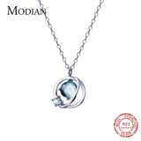 Opal Crystal Round Necklace Pendant 925 Sterling Silver Jewelry Women Party