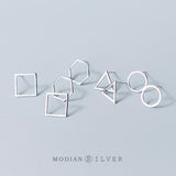 Minimalism Stud Earrings 925 Sterling Silver Round Jewelry