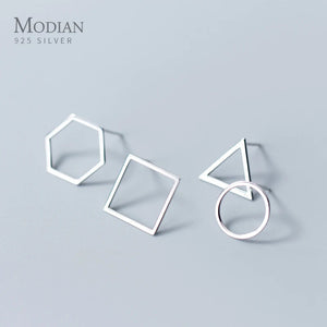 Minimalism Stud Earrings 925 Sterling Silver Round Jewelry