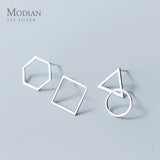 Minimalism Stud Earrings 925 Sterling Silver Round Jewelry