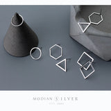 Minimalism Stud Earrings 925 Sterling Silver Round Jewelry