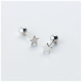 Stars Heart Bead Stud Earrings Fine S925 Silver Jewel