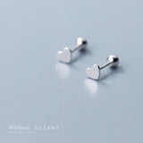 Stars Heart Bead Stud Earrings Fine S925 Silver Jewel