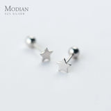 Stars Heart Bead Stud Earrings Fine S925 Silver Jewel