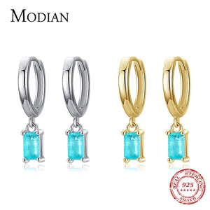 Tourmaline Hoop Earrings 925 Silver Rectangle Paraiba Earring Women Jewelry