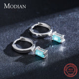 Tourmaline Hoop Earrings 925 Silver Rectangle Paraiba Earring Women Jewelry