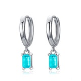 Tourmaline Hoop Earrings 925 Silver Rectangle Paraiba Earring Women Jewelry