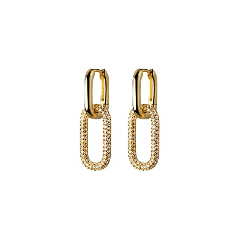 925 Silver Double Layer CZ Hoop Earrings for Women