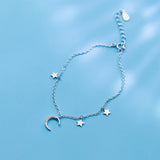 925 Silver Moon & Stars Bracelet Valentine Gift