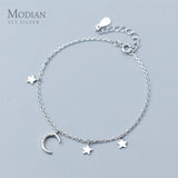 925 Silver Moon & Stars Bracelet Valentine Gift