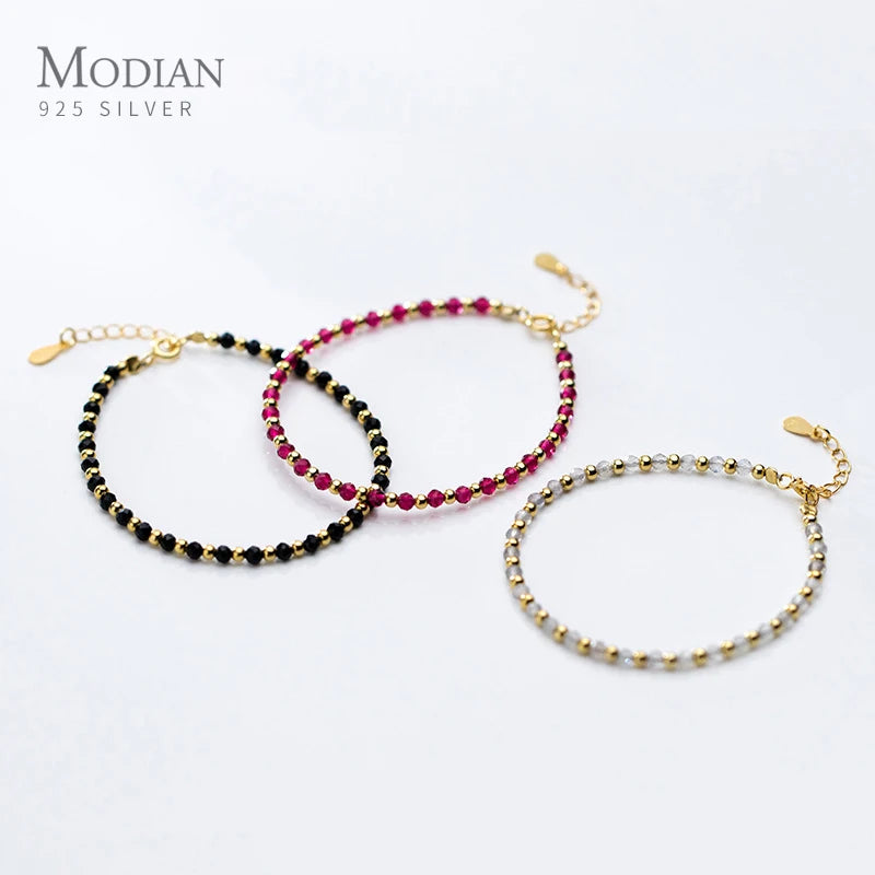 925 Sterling Silver Crystal Strand Bracelet for Women