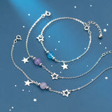 Natural Crystal Star 925 Sterling Silver Bracelet for Women