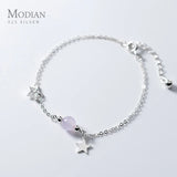 Natural Crystal Star 925 Sterling Silver Bracelet for Women