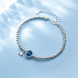 925 Silver Crystal Ball Star Bracelet for Women Adjustable Bangle
