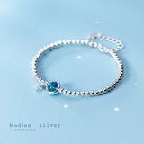 925 Silver Crystal Ball Star Bracelet for Women Adjustable Bangle